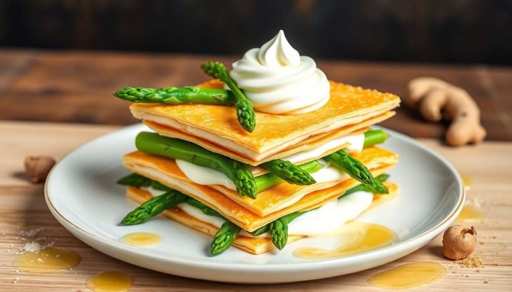 Millefeuille d'asperges : recette chantilly au gingembre