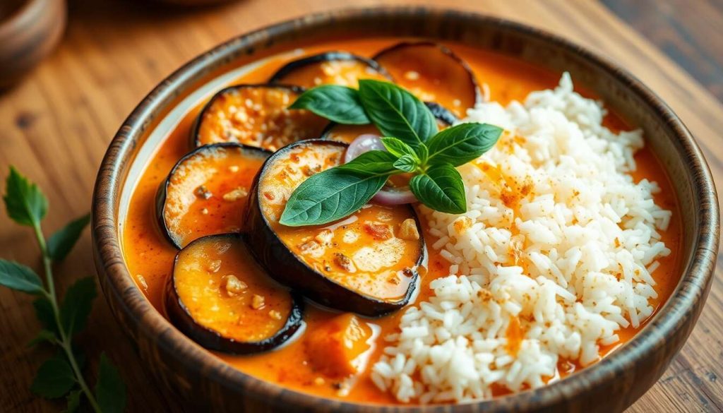 Curry d'aubergines au lait de coco : recette gourmande et facile