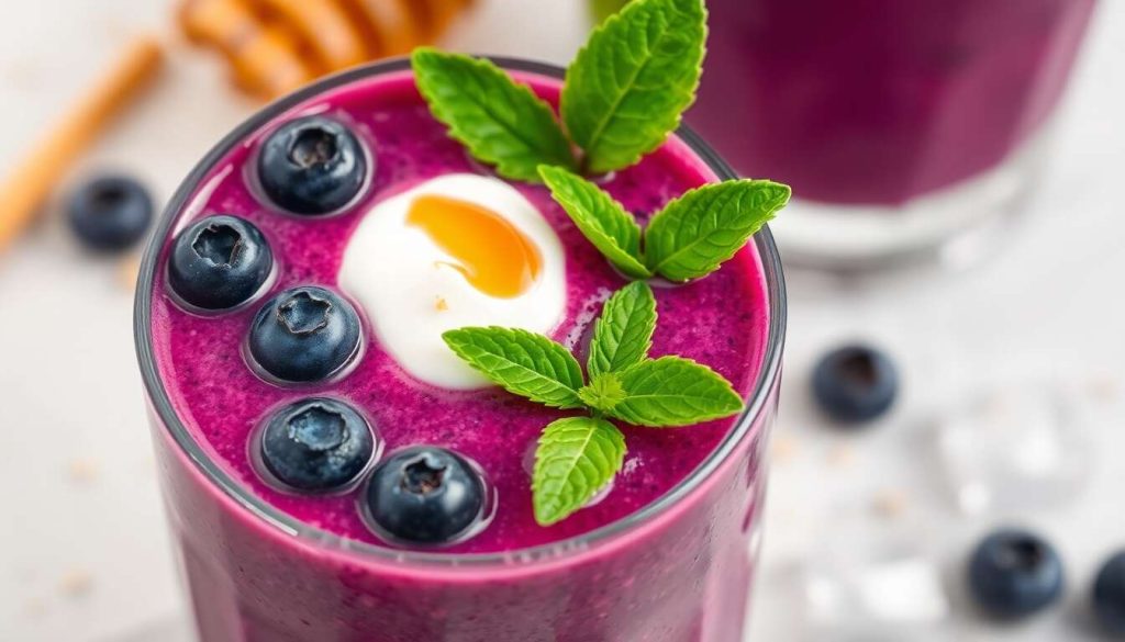 Smoothie violet : recette myrtilles et menthe