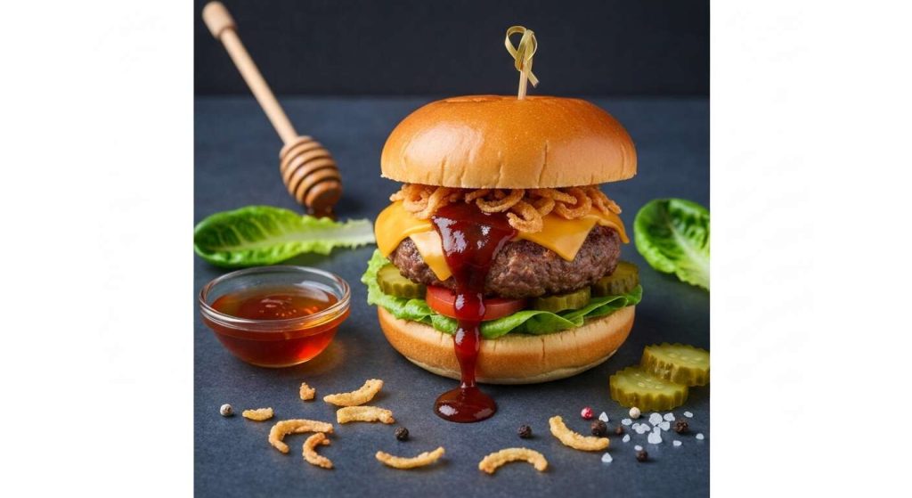 Recette de Burger Maison : steak, sauce Barbecue au Miel et Cheddar