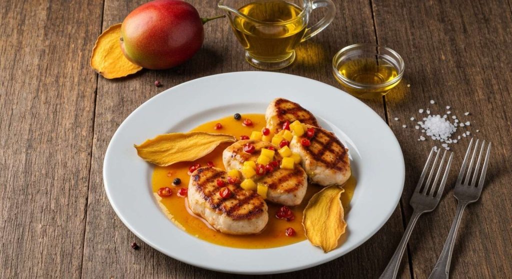 Médaillons de poulet : sauce mangue-piment maison