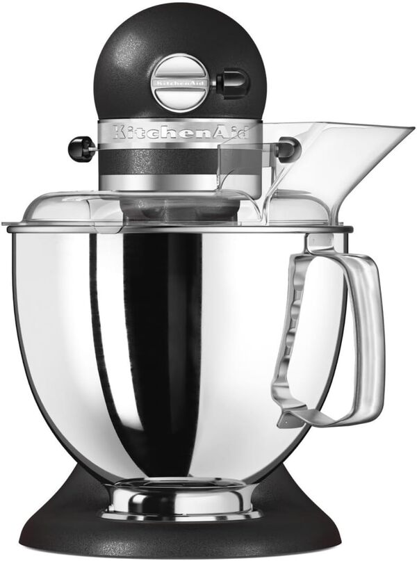 KitchenAid Robot Pâtissier - Artisan - Robot cuisine multifonctions à tête inclinable - Batteur avec 5 accessoires et 2 bols inox de 4,8 et 3 L - Truffe noir