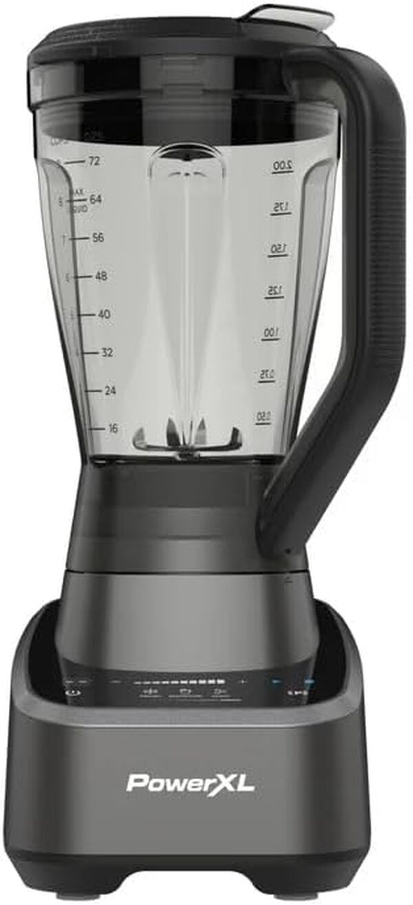 PowerXL™ SensiMax™ Blender 1500W avec technologie de détection intelligente, écran LCD, 3 fonctions (hachage, mixage, broyage de glace), cruche de 2,13L et carafe personnelle de 720ml.