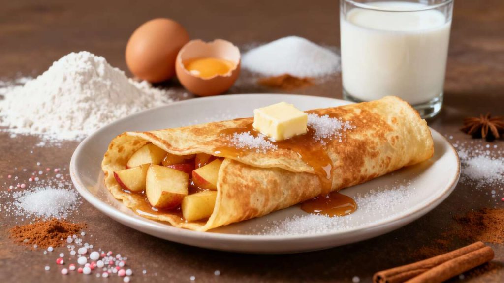 Crêpes bretonnes aux pommes caramélisées et beurre salé : recette gourmande