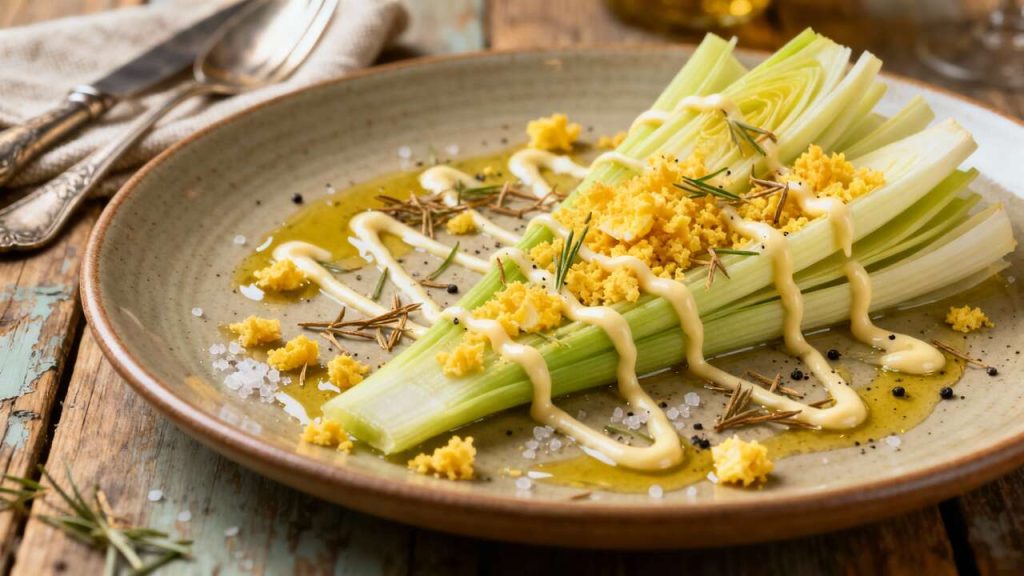 Recette de poireaux mimosa à la sauce ciboulette