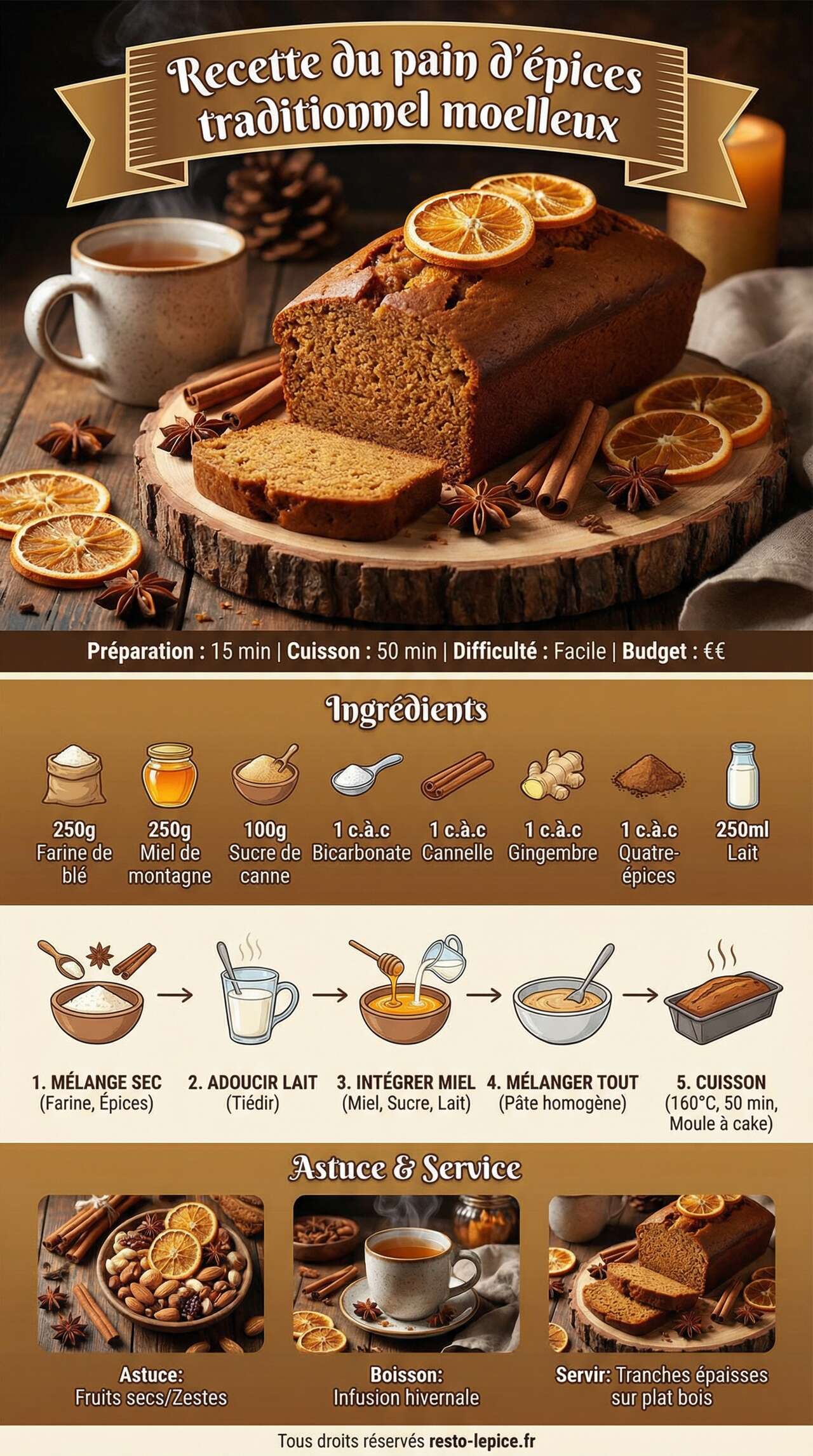 Fiche recette Recette du pain d'&eacute;pices traditionnel moelleux