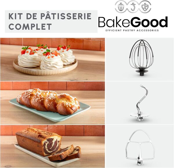 Moulinex Bake Partner Kitchen Machine QA521B25 Pétrisseur planétaire puissant 1100 W Puissance durable Kit d'accessoires BakeGood