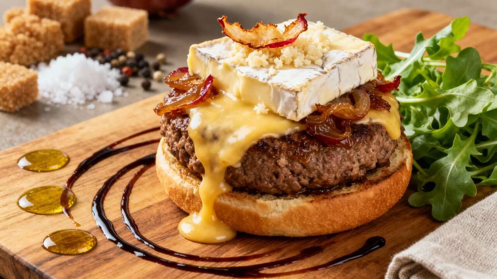 Burger maison au Sainte-Maure de Touraine et confit d'échalotes