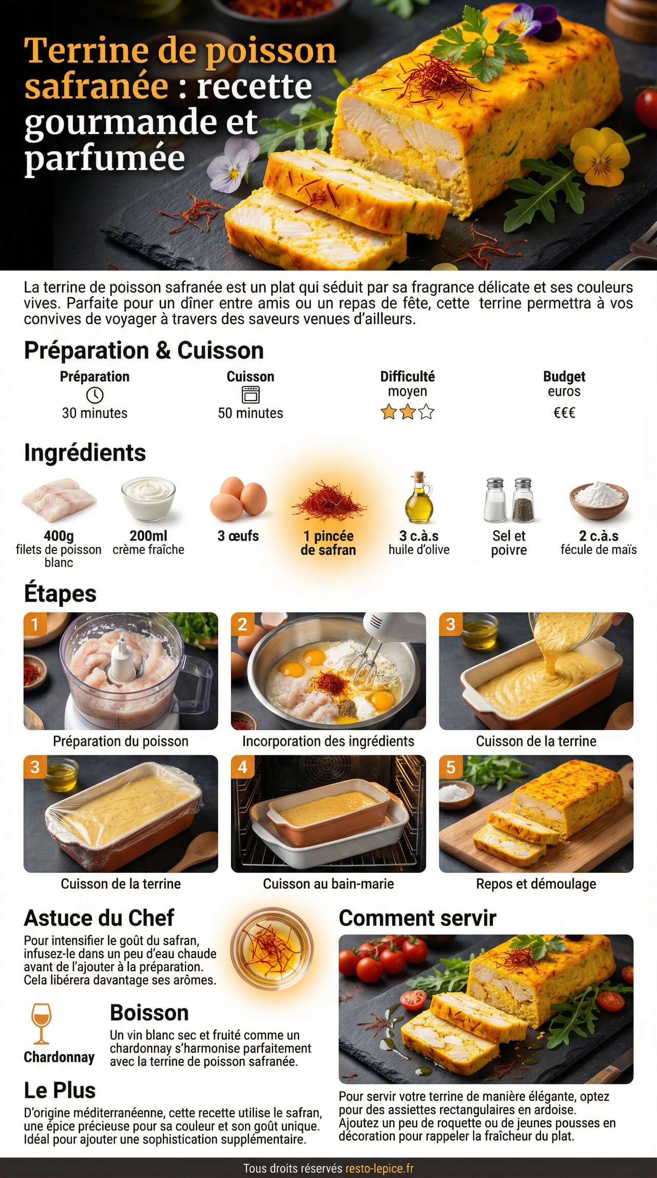 Fiche recette Terrine de poisson safran&eacute;e : recette gourmande et parfum&eacute;e
