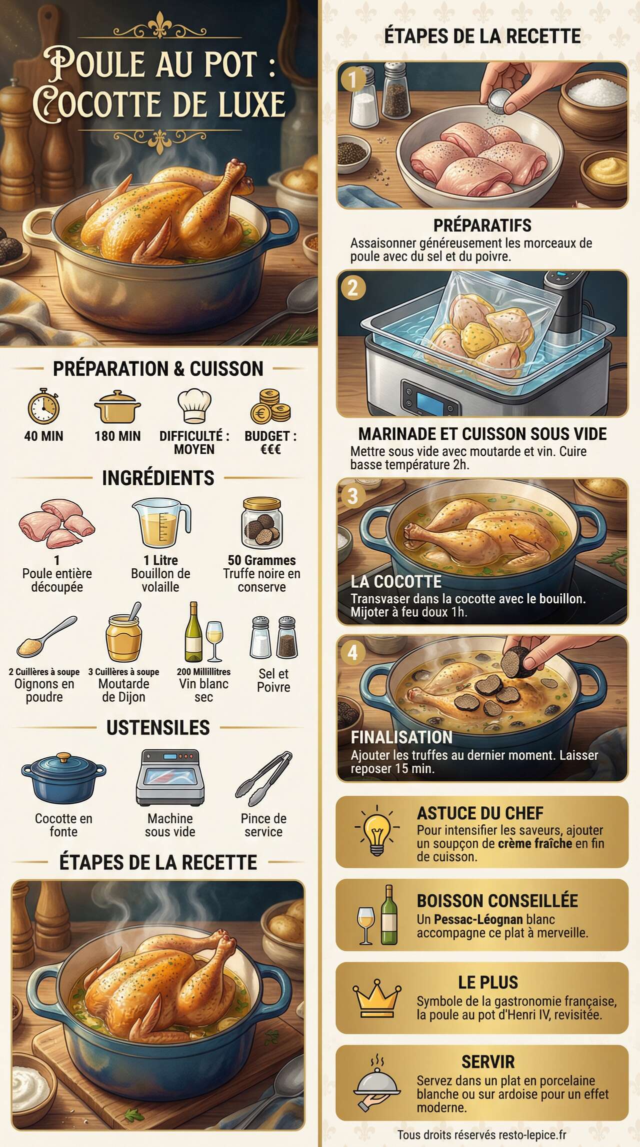 Fiche recette Poule au Pot : recette Cocotte de Luxe