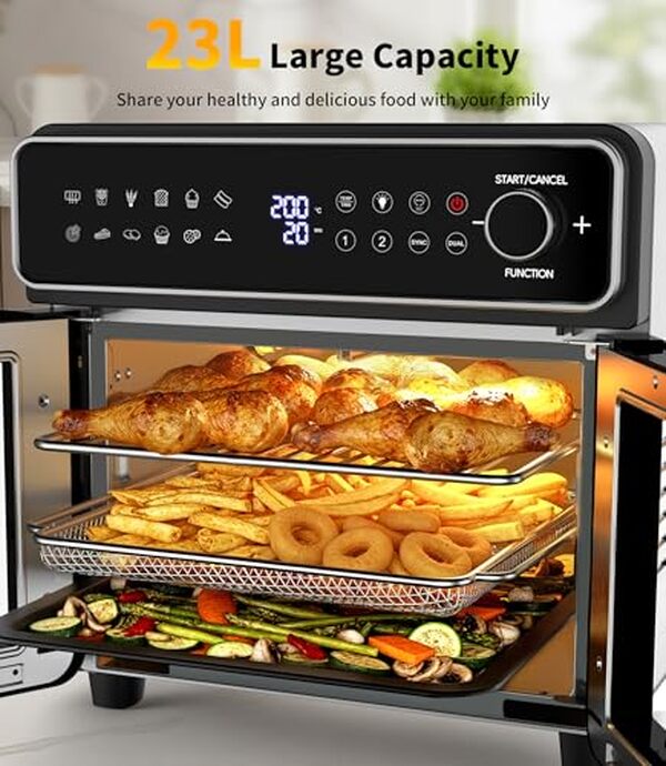 Découvrez notre test détaillé de la friteuse à air chaud 23L 2600W : multifonction, efficacité et fonctionnalités innovantes pour une cuisson saine et rapide