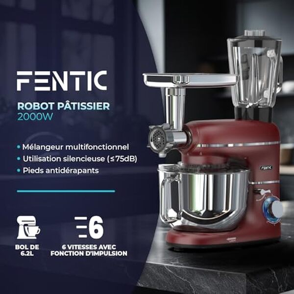 Explorez les performances exceptionnelles du robot pâtissier Fentic 2000W : découvrez ses fonctions multifonctions et sa puissance pour des préparations culinaires réussies à tous les coups.