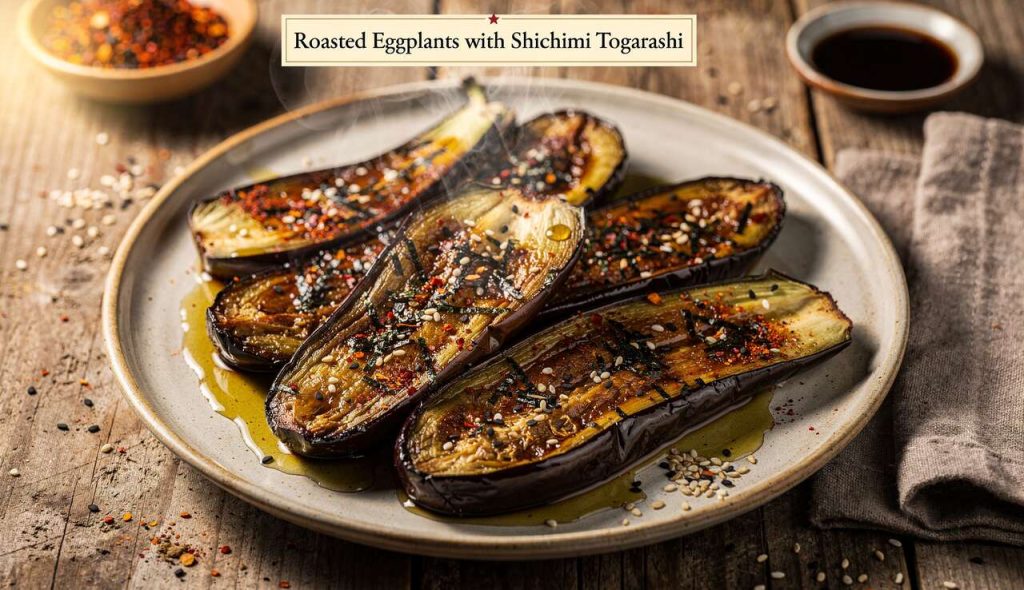 Aubergines rôties au Shichimi Togarashi : une recette épicée et gourmande