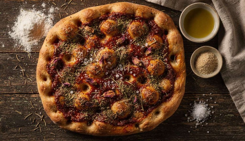 Recette de focaccia à la harissa à la rose d'Ispahan