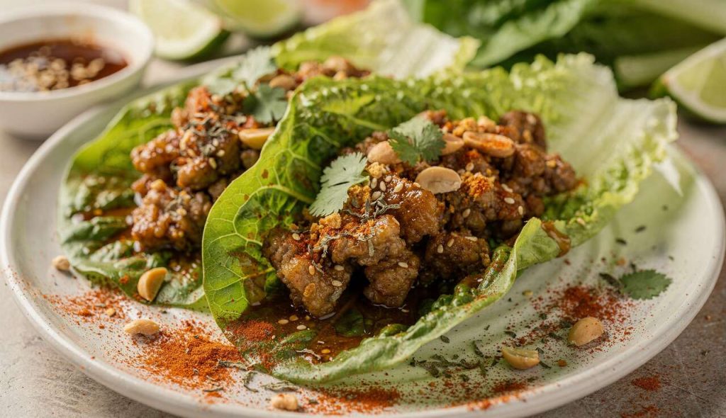 Wraps de laitue au porc thaï épicé : recette facile