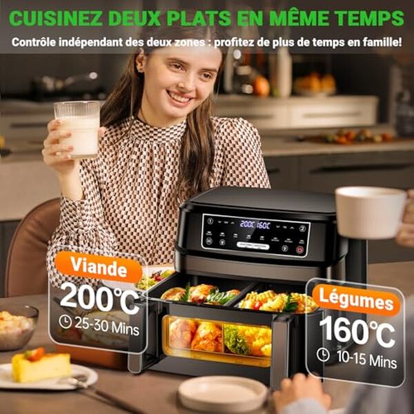 Découvrez notre analyse détaillée de l'air fryer XXL 12L à double compartiment. Simplifiez vos préparations culinaires avec un contrôle indépendant innovant.  ?️ ?‍ ?