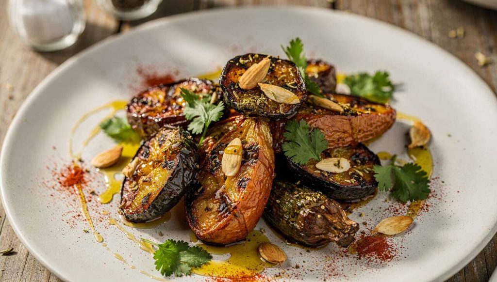 Légumes rôtis à la mélasse de grenade et cardamome