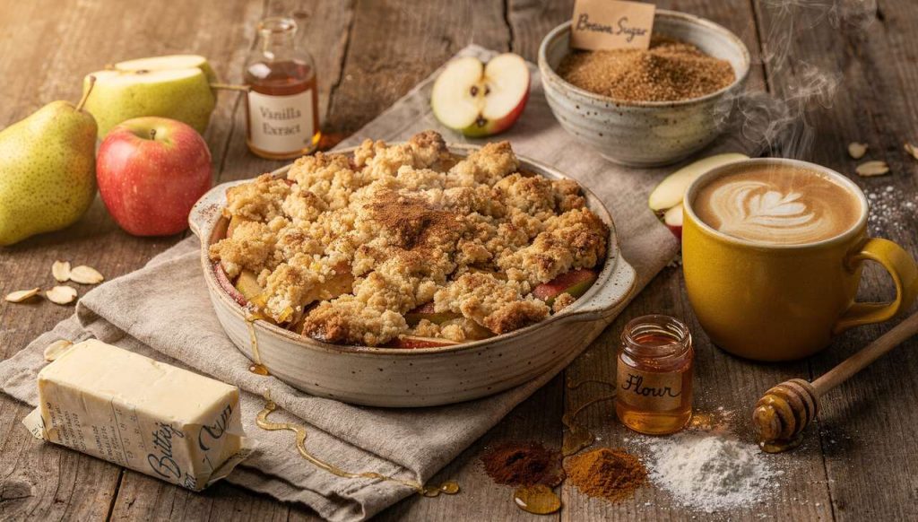Crumble Pomme-Poire à la Vanille et Golden Latte : recette Gourmande