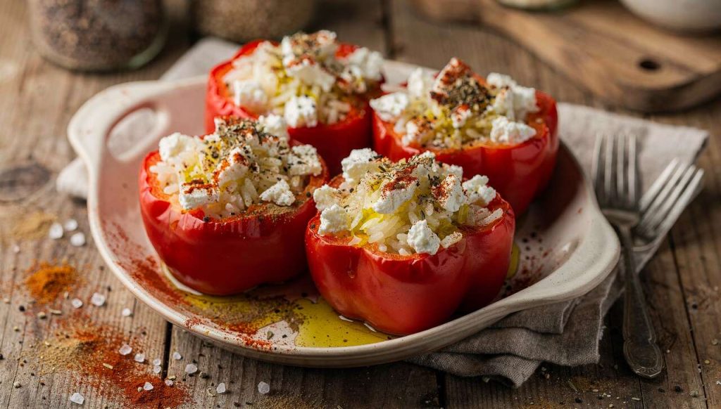 Recette de poivrons farcis à la feta et aux épices