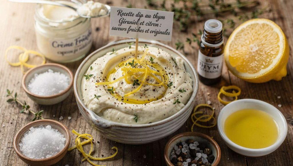 Recette dip au thym Géraniol et citron : saveurs fraîches et originales
