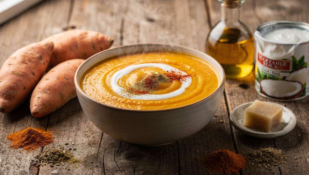 Soupe de patates douces aux épices torréfiées : recette savoureuse