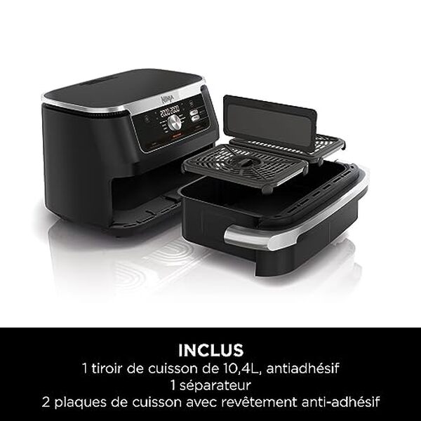 Découvrez notre test complet de la Ninja Foodie FlexDrawer 10.4L, la friteuse à air double compartiment multifonction. Performances, capacité et polyvalence : tout ce qu'il faut savoir. 