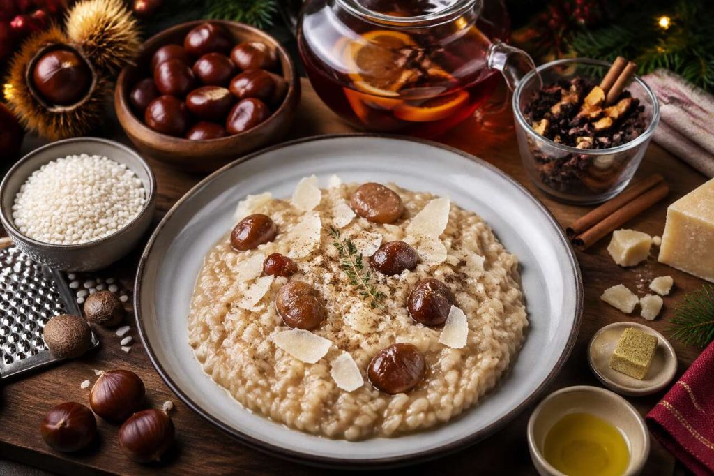 Recette de risotto aux marrons au thé de Noël
