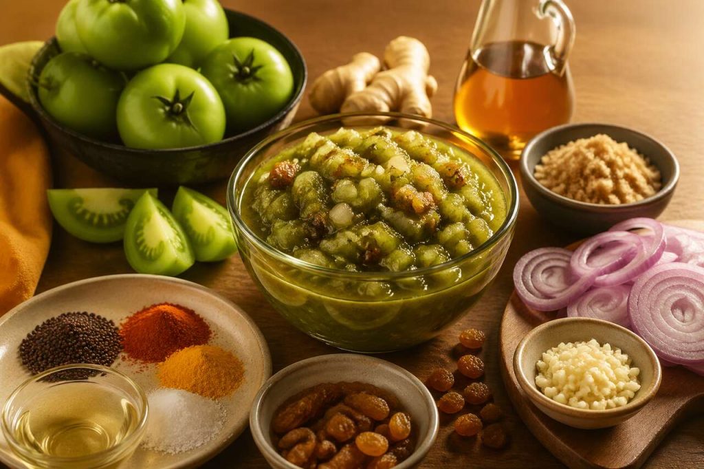 Recette : chutney de tomates vertes au gingembre