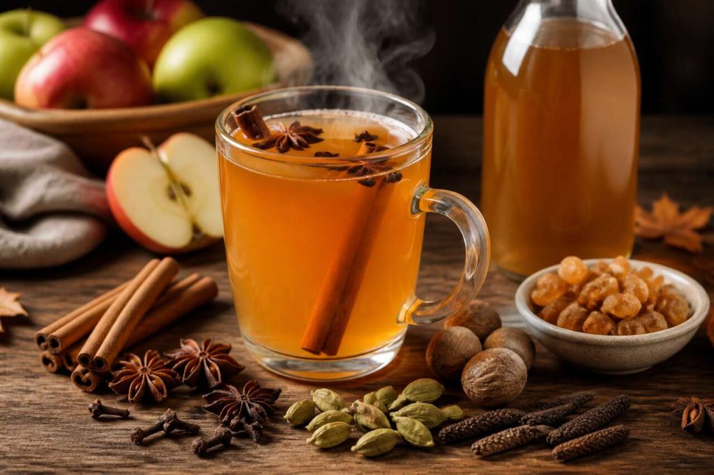 Recette de jus de pomme chaud aux épices