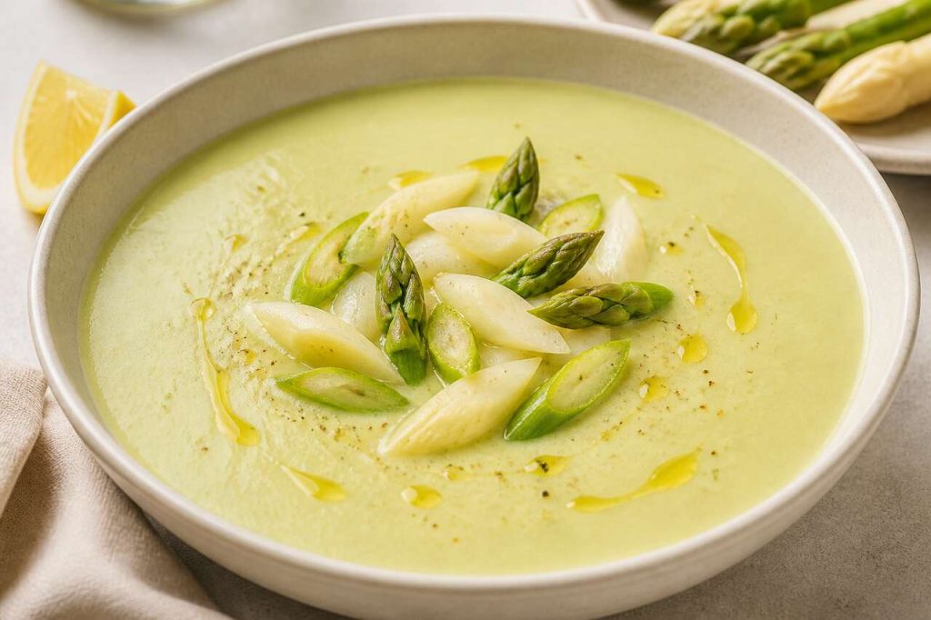 Recette de velouté d'asperges blanches et vertes