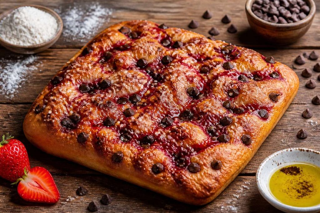 Recette de focaccia aux fraises et au chocolat