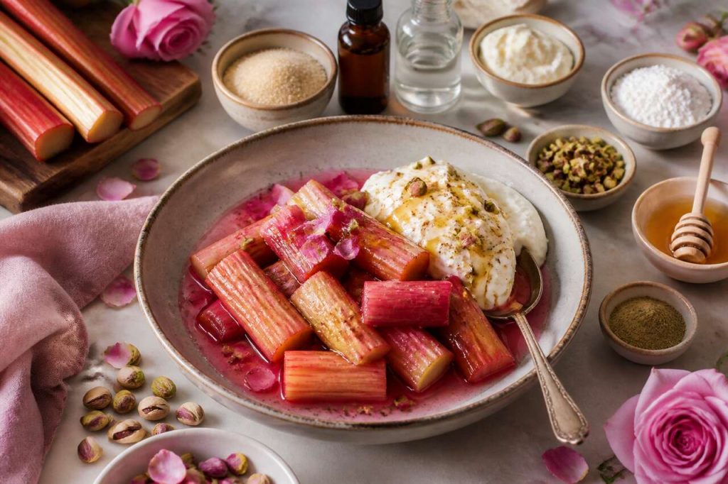 Recette de rhubarbe rôtie au mascarpone