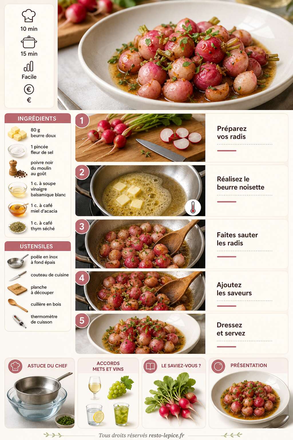 Fiche recette Recette de radis au beurre noisette