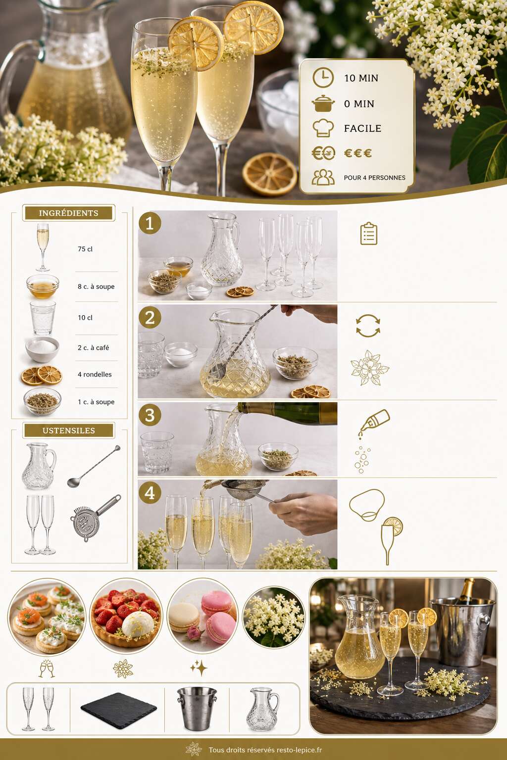 Fiche recette Recette de champagne &agrave; la fleur de sureau
