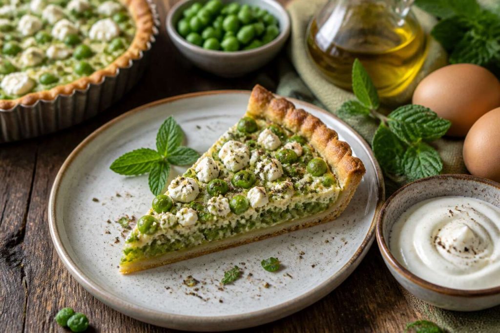Recette de tarte à la feta et aux petits pois