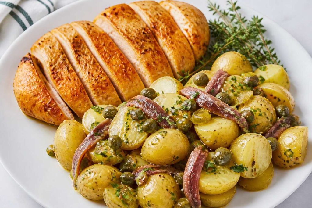 Recette de salade de poulet rôti et pommes de terre nouvelles