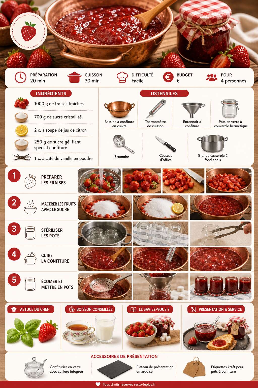 Fiche recette Recette de confiture de fraises maison facile et délicieuse Fiche recette Recette de confiture de fraises maison facile et délicieuse