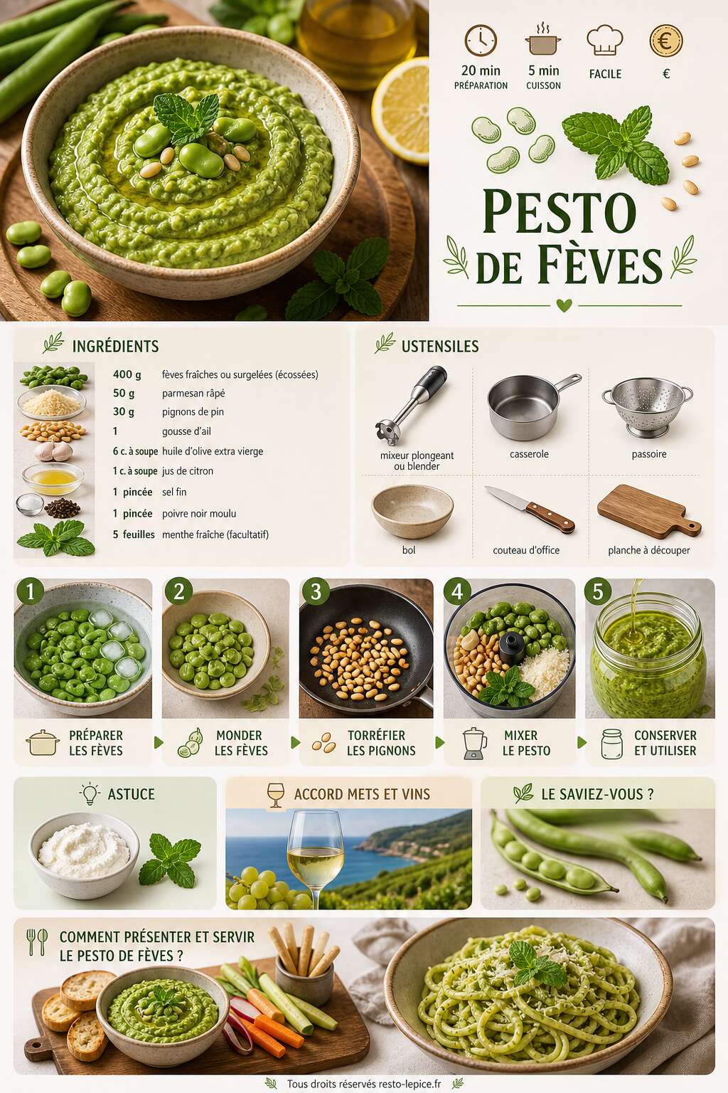 Fiche recette Recette de pesto de fèves : frais, simple et savoureux Fiche recette Recette de pesto de fèves : frais, simple et savoureux
