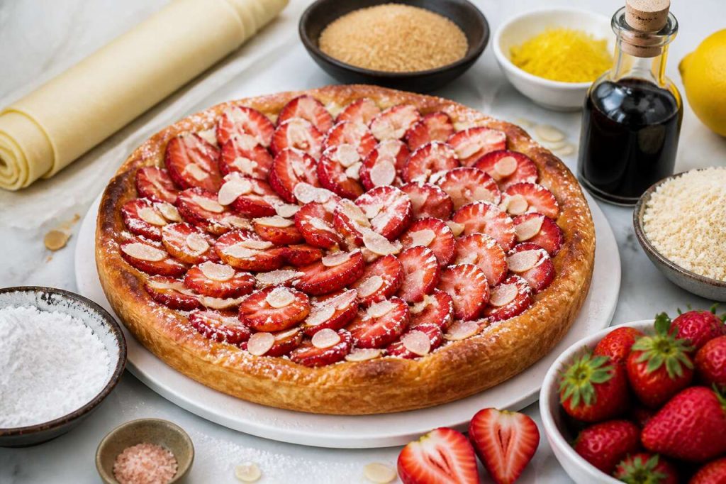 Recette de tarte croustillante aux fraises rôties