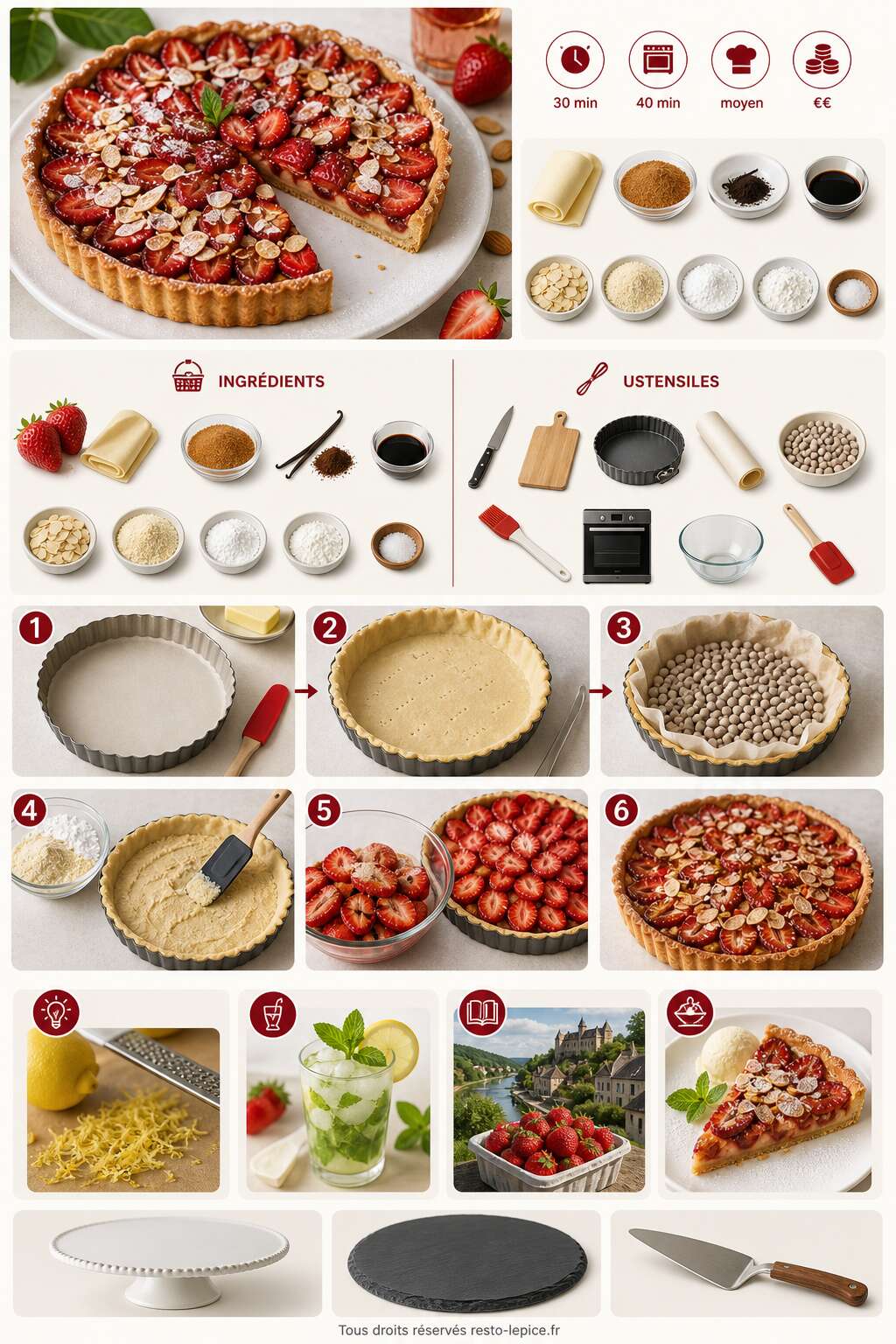 Fiche recette Recette de tarte croustillante aux fraises r&ocirc;ties