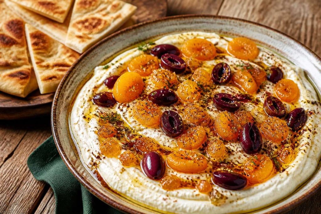 Recette de feta fouettée aux abricots, olives et oranges