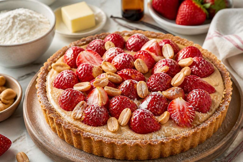 Recette de tarte sablée aux fraises et aux cacahuètes