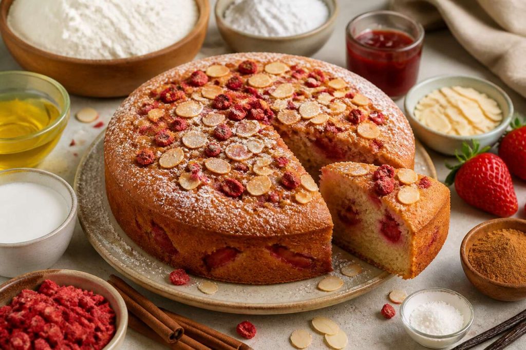 Recette du gâteau aux fraises et à la cannelle