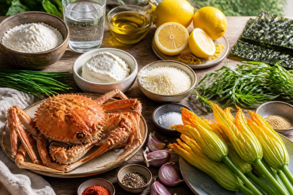 Recette de fleur de courgette du jardin et araignée de mer