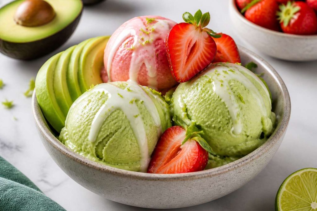 Recette de glaces à l'avocat et à la fraise
