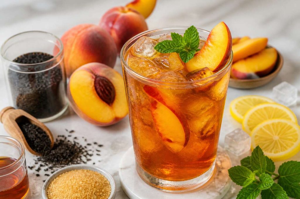 Recette de thé glacé à la pêche maison