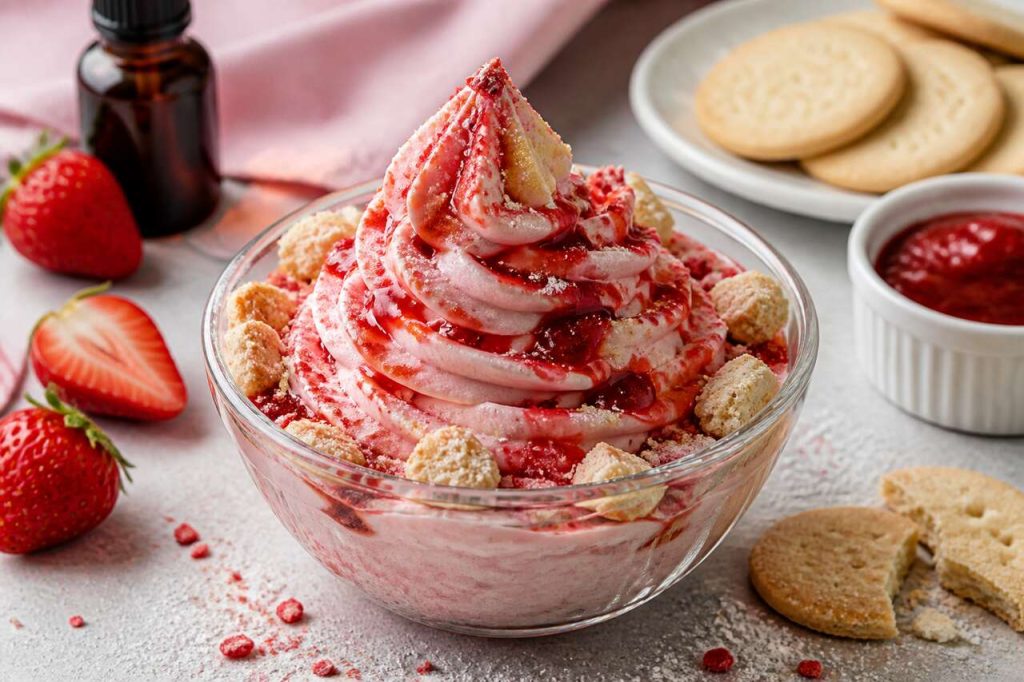 Recette de yaourt glacé à la fraise et au sablé
