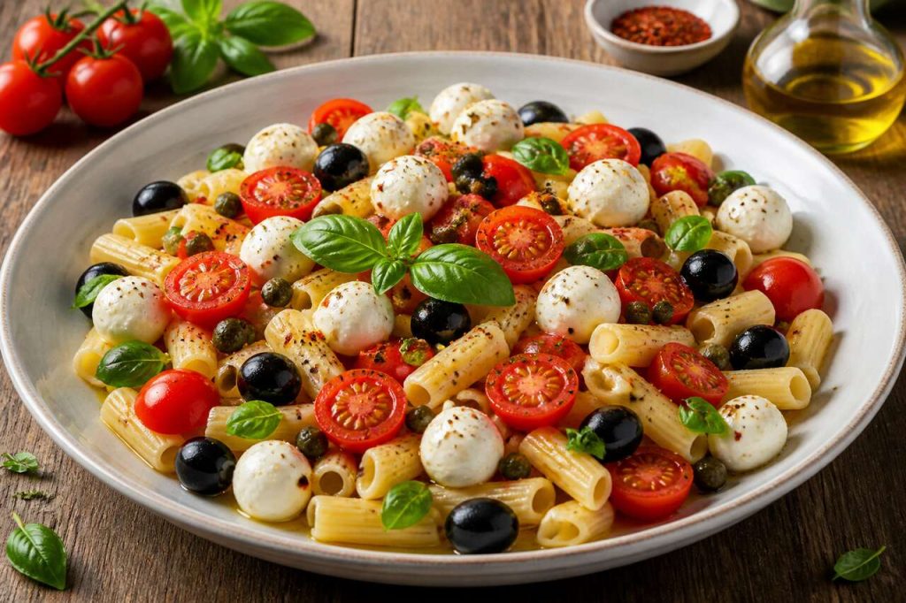 Salade de pâtes aux bocconcini, câpres et tomates : la recette fraîche et gourmande