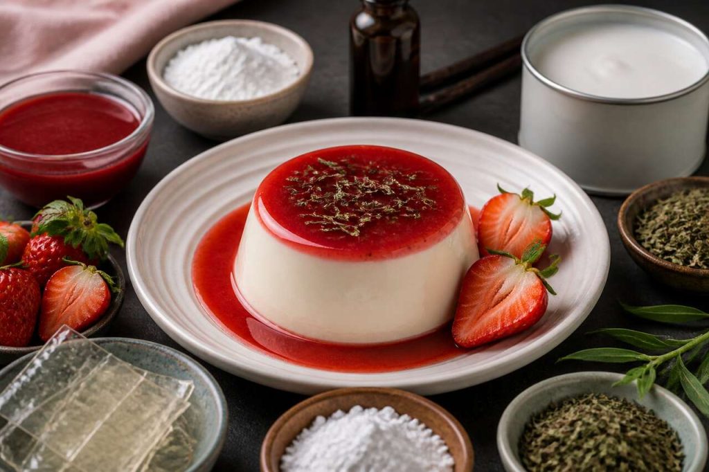 Recette de panna cotta à la fraise et à l'estragon