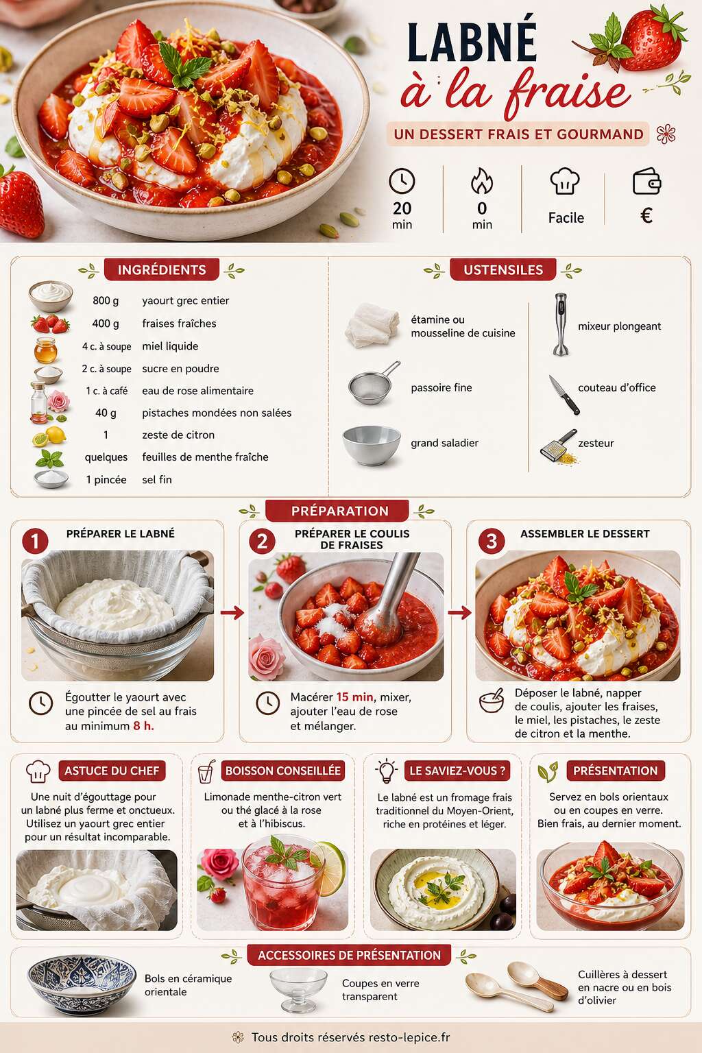 Fiche recette Recette de labné à la fraise : un dessert frais et gourmand Fiche recette Recette de labné à la fraise : un dessert frais et gourmand